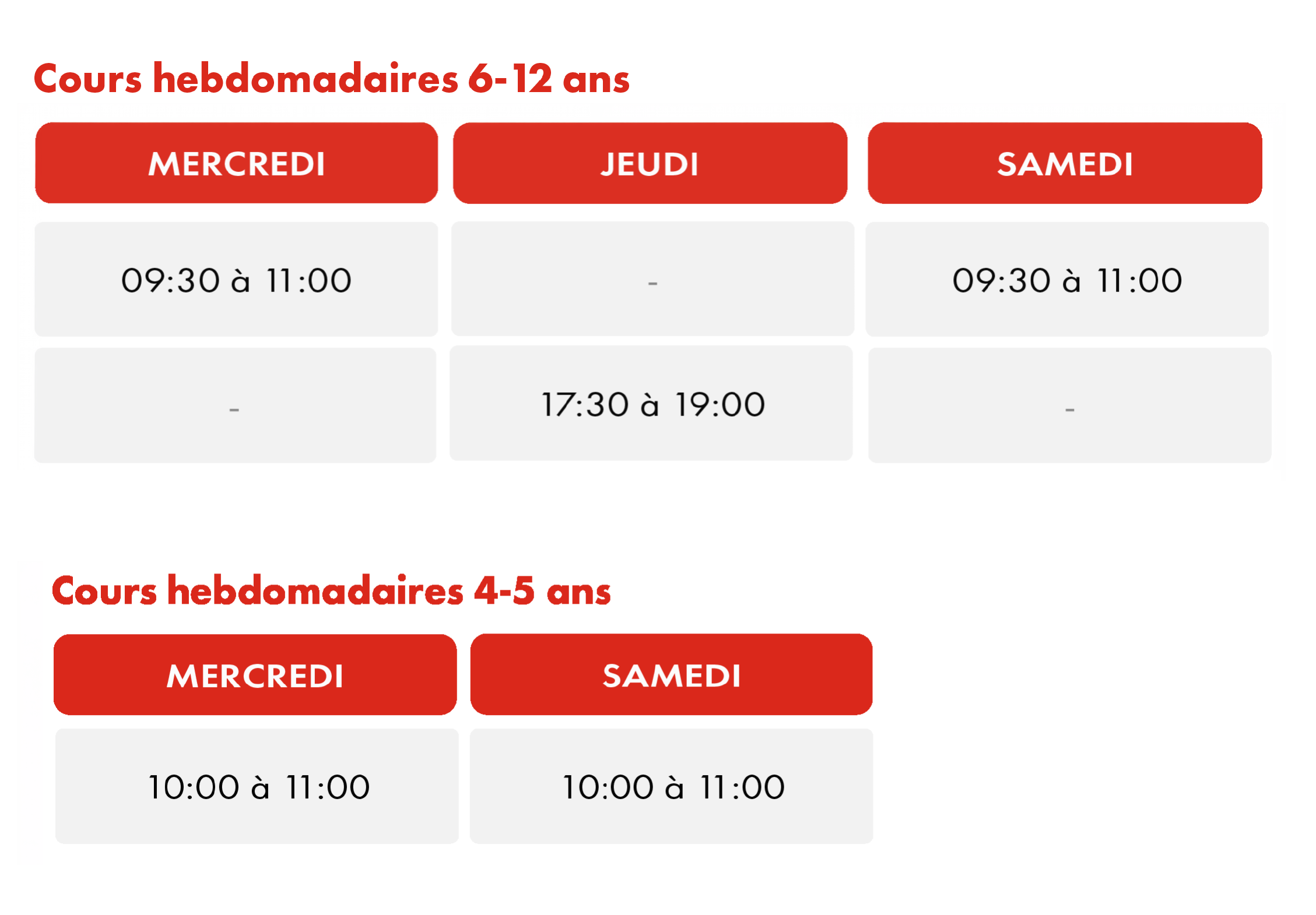 Horaires HAPIK Academy Neyrpic