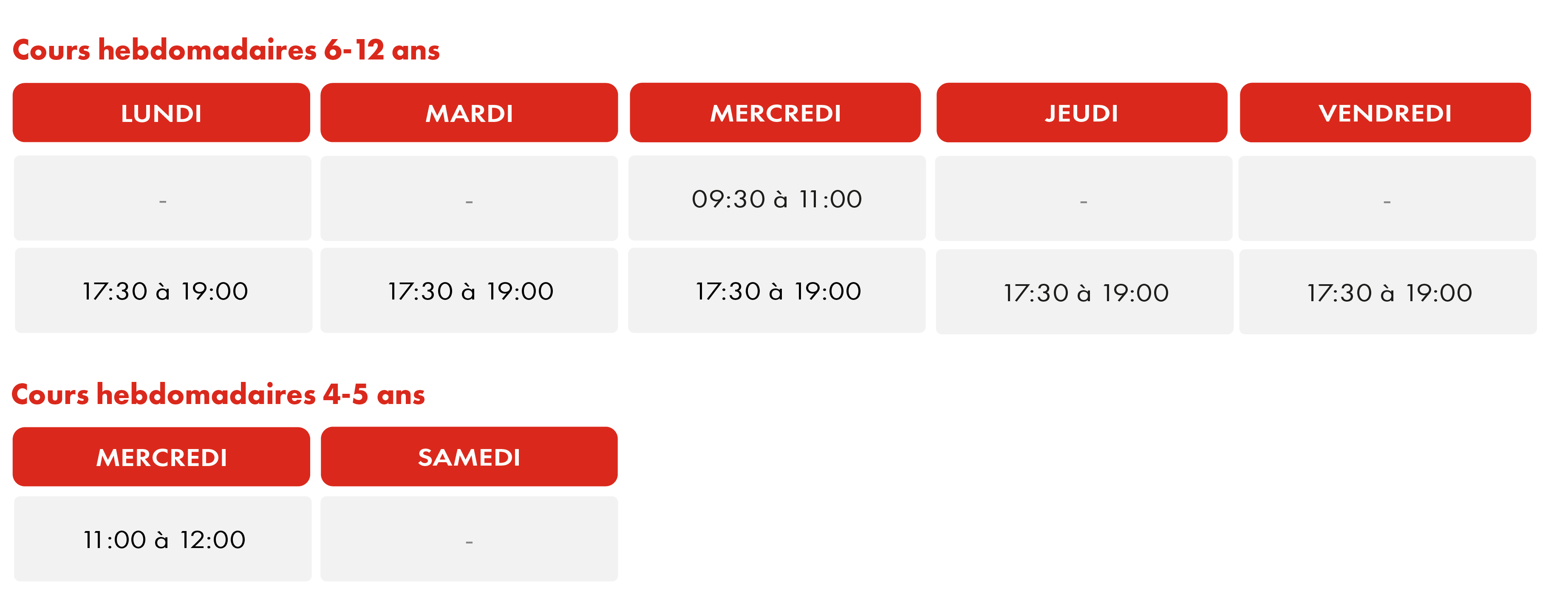 Horaires HAPIK Academy NEF