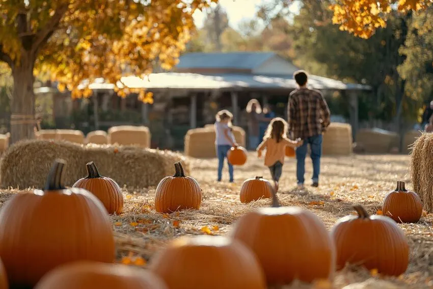 des citrouilles dans un parc